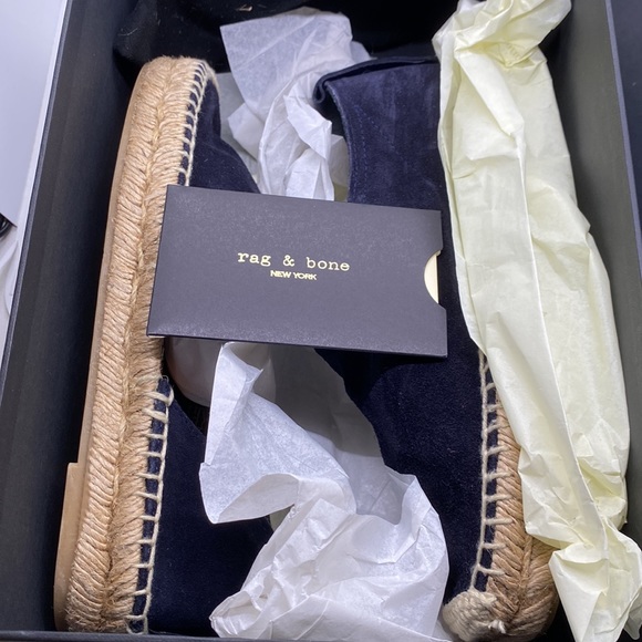 NWT rag & bone Delos Espadrille in Salute (Navy) Suede. MSRP $295. Size 5. - Picture 7 of 7